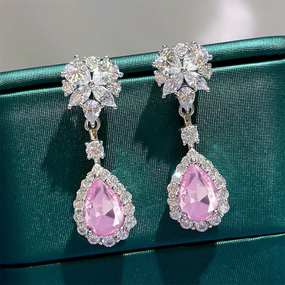 Wholesale Women's Copper Drop Shape Flower Leaf Earrings