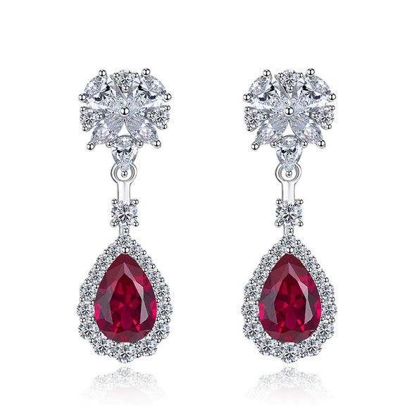 Wholesale Women's Copper Drop Shape Flower Leaf Earrings