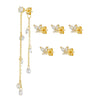 Wholesale Women's Copper Drop Shape Zirconia Butterfly Tassel Pendant Earrings Sweet Style