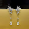 Wholesale Women's Copper Dropshaped Flower Inlaid Zircon Earrings