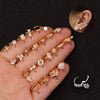 Wholesale Women's Copper Ear Bone Piercing Earrings With Flower Pattern And Inlaid Zircon