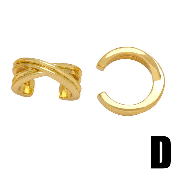 Wholesale Women's Copper Ear Clip Earrings Loveshaped Heart Star Geometric Electroplated