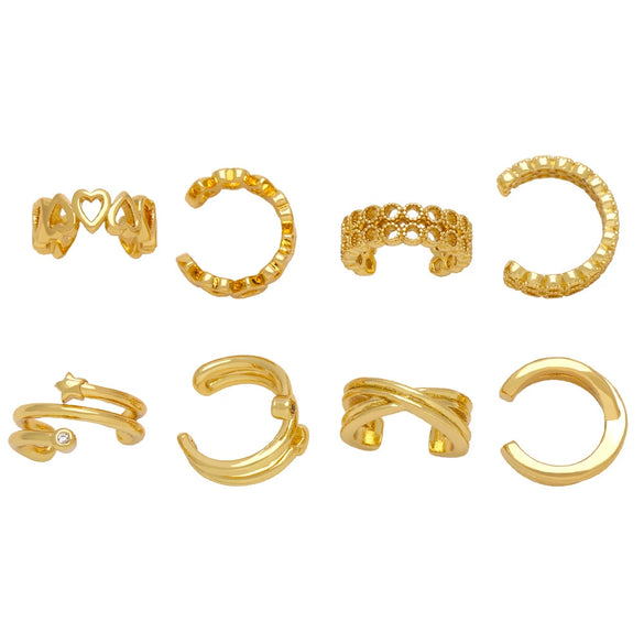 Wholesale Women's Copper Ear Clip Earrings Loveshaped Heart Star Geometric Electroplated