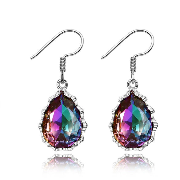Wholesale Women's Copper Ear Jewelry Retro Style Inlaid Crystal Drop Shape