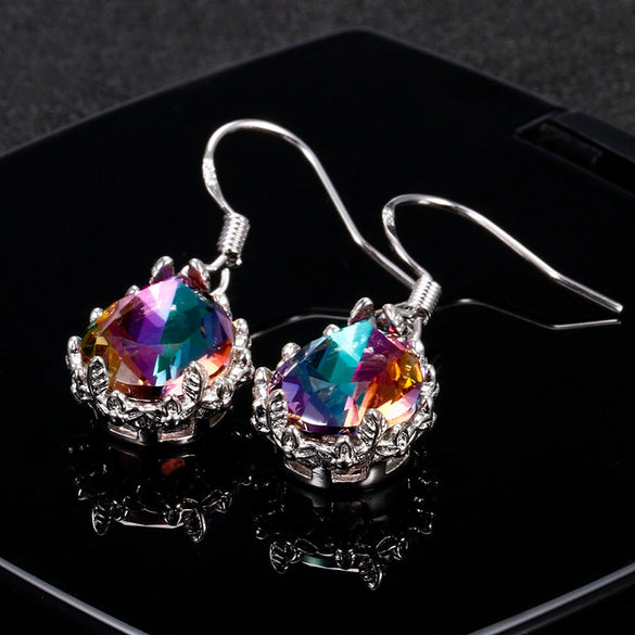 Wholesale Women's Copper Ear Jewelry Retro Style Inlaid Crystal Drop Shape