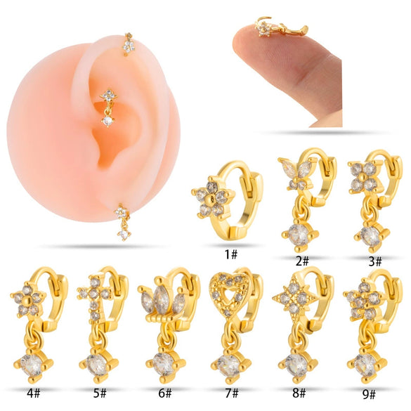 Wholesale Women's Copper Earring With Flower Pattern And Microinlaid Zircon
