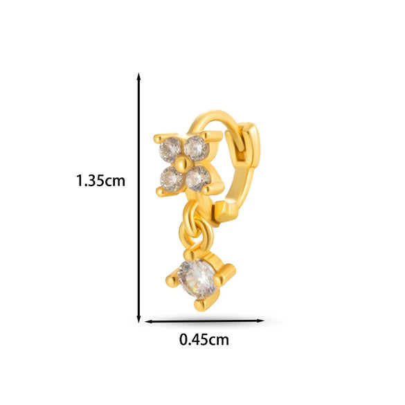 Wholesale Women's Copper Earring With Flower Pattern And Microinlaid Zircon