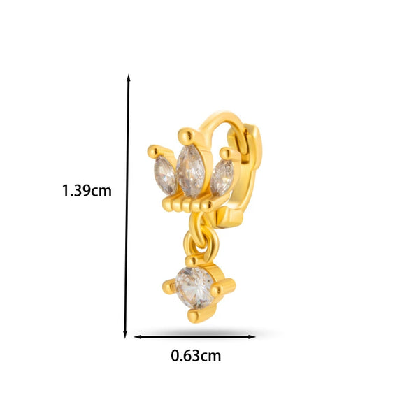Wholesale Women's Copper Earring With Flower Pattern And Microinlaid Zircon