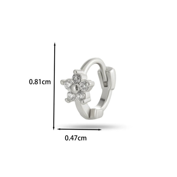 Wholesale Women's Copper Earring With Flower Pattern And Microinlaid Zircon