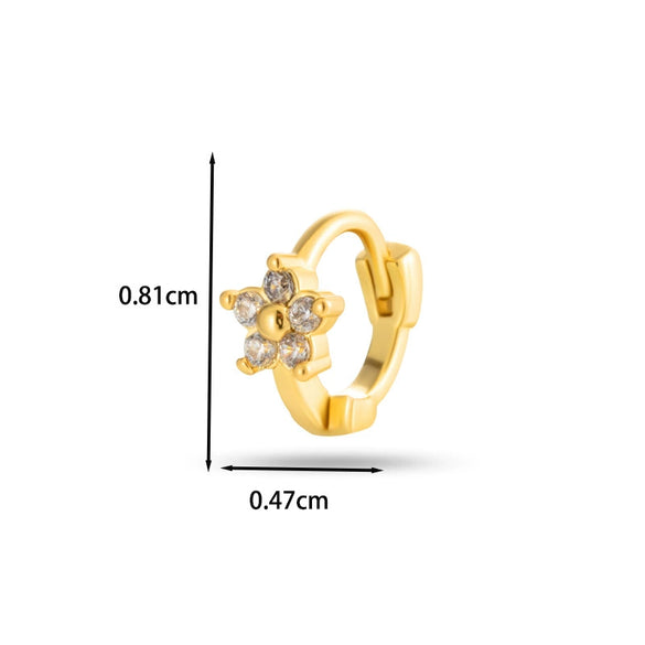 Wholesale Women's Copper Earring With Flower Pattern And Microinlaid Zircon