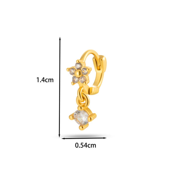 Wholesale Women's Copper Earring With Flower Pattern And Microinlaid Zircon