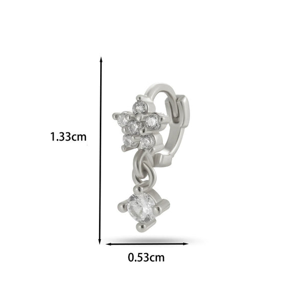 Wholesale Women's Copper Earring With Flower Pattern And Microinlaid Zircon