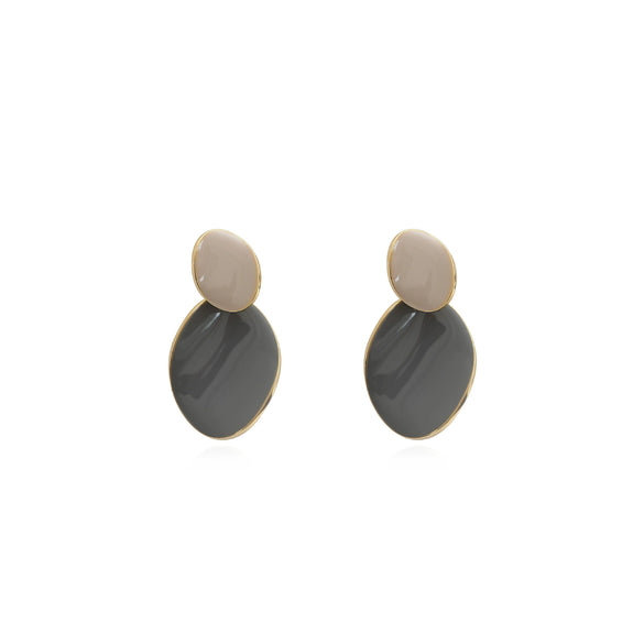 Wholesale Women's Copper Earrings Geometric Style Electroplating Oval Curved Morandi Oil Drop Design