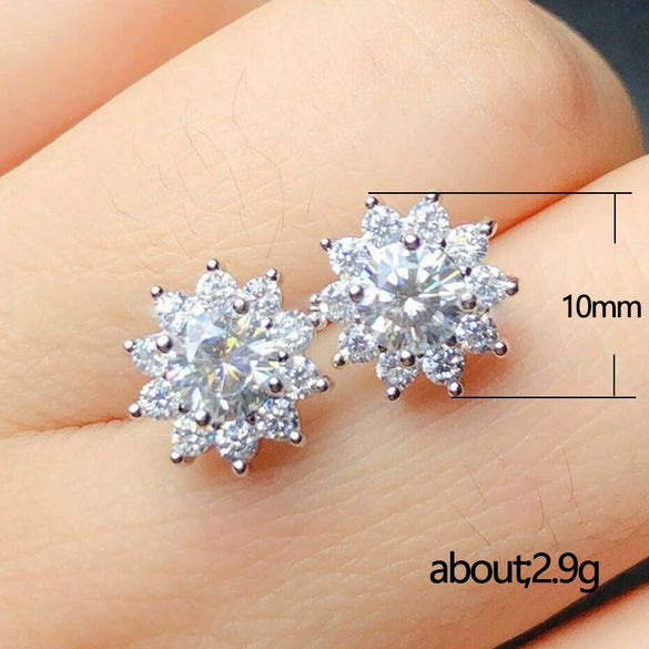 Wholesale Women's Copper Earrings Inlaid With Zircon And Flower Design