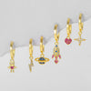 Wholesale Women's Copper Earrings Set With Inlaid Zircon Heart And Geometric Patterns Joker Style