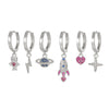 Wholesale Women's Copper Earrings Set With Inlaid Zircon Heart And Geometric Patterns Joker Style
