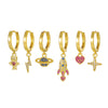 Wholesale Women's Copper Earrings Set With Inlaid Zircon Heart And Geometric Patterns Joker Style