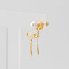 Wholesale Women's Copper Earrings With Antique Pearl Bow And Butterfly Tie Geometric Animal Zodiac Patterns Real Gold Plated