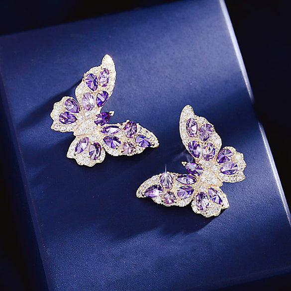 Wholesale Women's Copper Earrings With Bow Pattern And Zircon Treatment In Simple And Animal Style