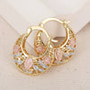 Wholesale Women's Copper Earrings With Flower Leaf Geometric Patterns Electroplated