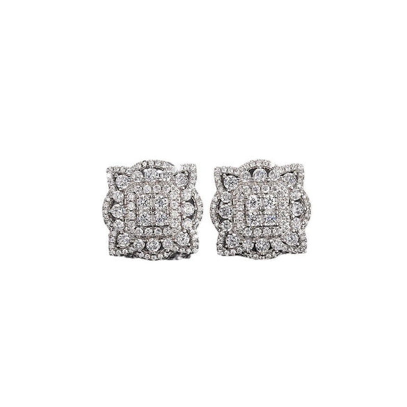 Wholesale Women's Copper Earrings With Flower Pattern And Inlaid Zircon French Cool Style