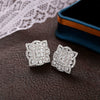 Wholesale Women's Copper Earrings With Flower Pattern And Inlaid Zircon French Cool Style