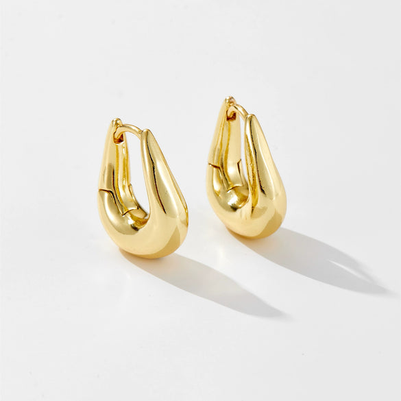 Wholesale Women's Copper Earrings With Geometric Design And Platinum Or 18K Gold Electroplating