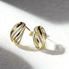 Wholesale Women's Copper Earrings With Geometric Design And Zirconia