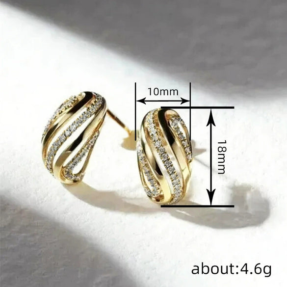 Wholesale Women's Copper Earrings With Geometric Design And Zirconia