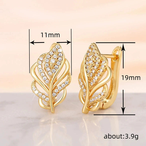 Wholesale Women's Copper Earrings With Geometric Pattern And Zirconia Design In Fashion Ol Style
