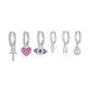 Wholesale Women's Copper Earrings With Inlaid Zircon Geometric And Heart Shape Design