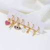 Wholesale Women's Copper Earrings With Inlaid Zircon Geometric And Heart Shape Design