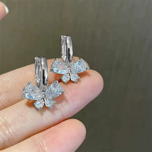Wholesale Women's Copper Earrings With Inlaid Zirconia Sweet Animal Geometric Design
