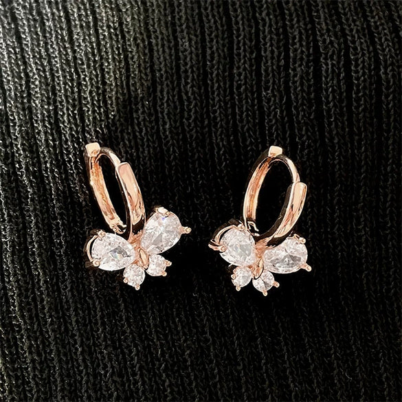 Wholesale Women's Copper Earrings With Inlaid Zirconia Sweet Animal Geometric Design