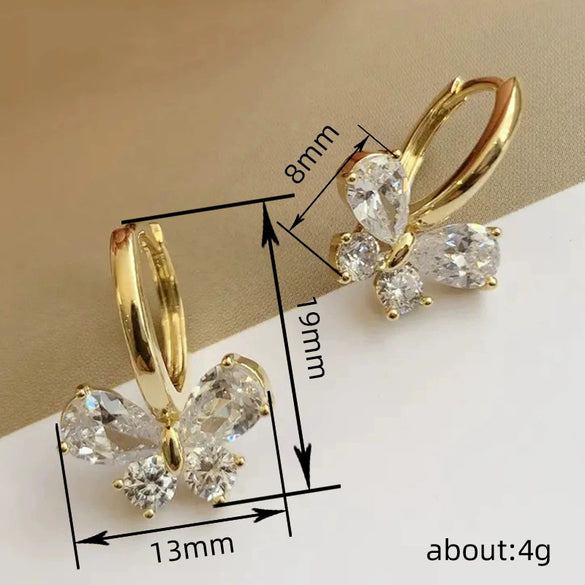 Wholesale Women's Copper Earrings With Inlaid Zirconia Sweet Animal Geometric Design