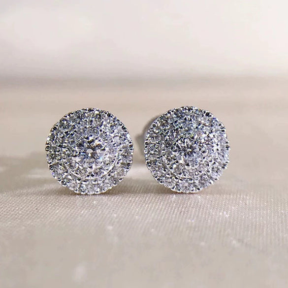 Wholesale Women's Copper Earrings With Round Diamond And Geometric Zircon Set