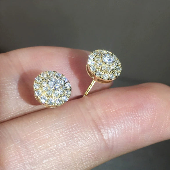 Wholesale Women's Copper Earrings With Round Diamond And Geometric Zircon Set