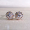 Wholesale Women's Copper Earrings With Round Diamond And Geometric Zircon Set