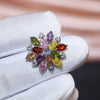 Wholesale Women's Copper Earrings With Sunflower Pattern And Highend Style Set With Precious Stones