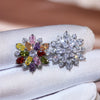 Wholesale Women's Copper Earrings With Sunflower Pattern And Highend Style Set With Precious Stones