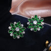 Wholesale Women's Copper Earrings With Sunflower Pattern And Highend Style Set With Precious Stones