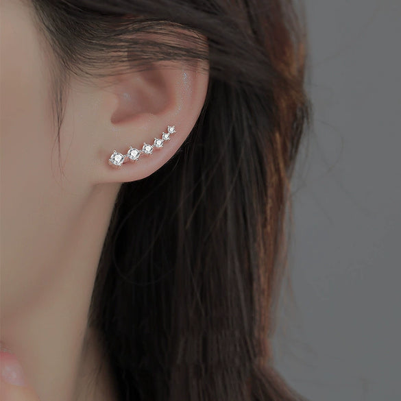 Wholesale Women's Copper Earrings With U Shaped Zircon Design And Four Claw Setting