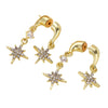 Wholesale Women's Copper Electroplated Eightpointed Star Earrings With Microinlaid Sparkling Zirconium