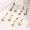 Wholesale Women's Copper Electroplated Eightpointed Star Earrings With Microinlaid Sparkling Zirconium