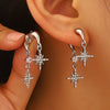 Wholesale Women's Copper Electroplated Eightpointed Star Earrings With Microinlaid Sparkling Zirconium