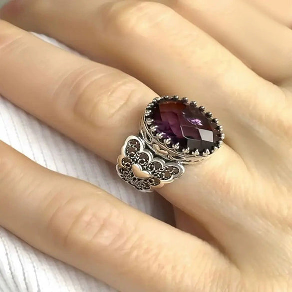 Wholesale Women's Copper Electroplated Geometric Heart Ring In Baroque Medieval Style