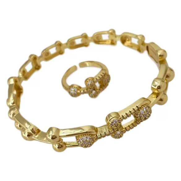 Wholesale Women's Copper Electroplated Geometric Hollow U Letter Bracelet