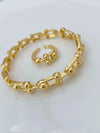 Wholesale Women's Copper Electroplated Geometric Hollow U Letter Bracelet