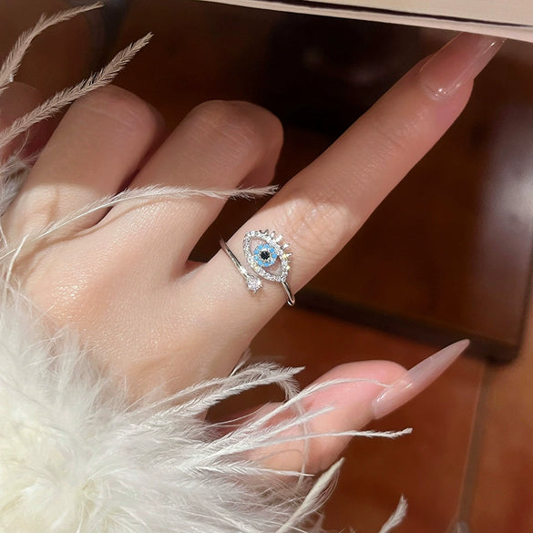 Wholesale Women's Copper Electroplated Gold Inlaid Zircon Eye Design Ring