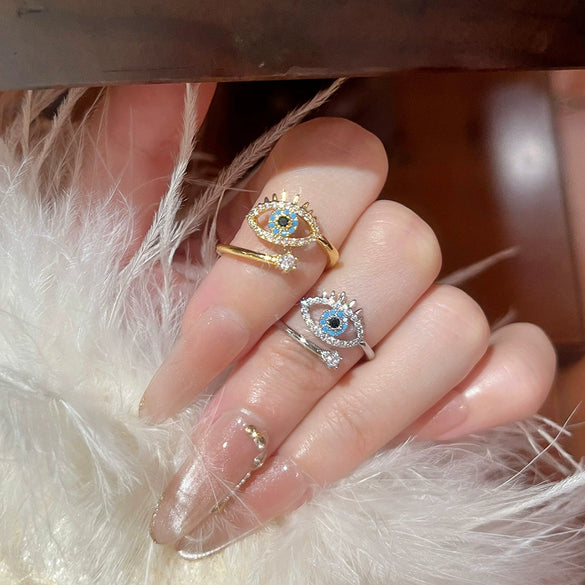Wholesale Women's Copper Electroplated Gold Inlaid Zircon Eye Design Ring